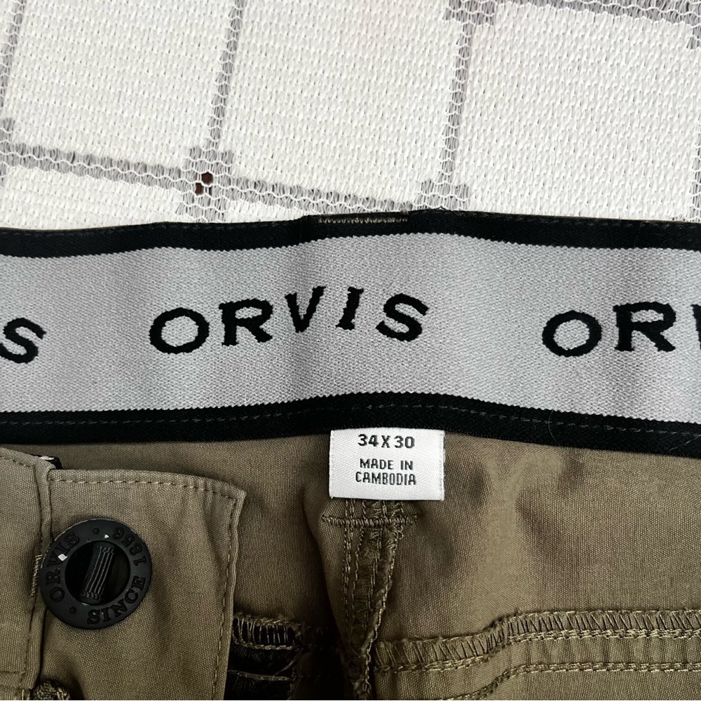 Orvis Men’s Performance Stretch Cargo Pants 34x30 - Olive Green - Picture 8 of 10